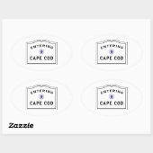 Sticker Ovale Signe Cape Cod MA (Feuille)