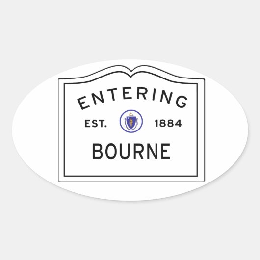 Sticker Ovale Signe de la Ville de Bourne MA (Devant)