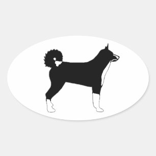 Sticker Ovale silhouette carélienne couleur chien ours