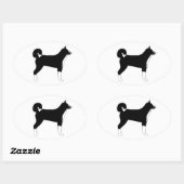 Sticker Ovale silhouette carélienne couleur chien ours (Feuille)