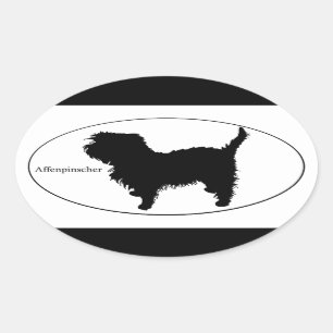 Sticker Ovale Silhouette d'Affenpinscher