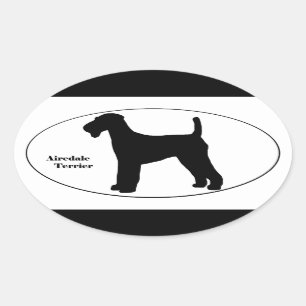 Sticker Ovale Silhouette d'Airedale Terrier
