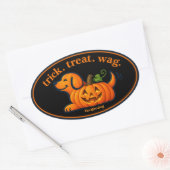 Sticker Ovale Silhouette de chien Jack-O-Lantern mignon (Enveloppe)