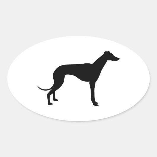Sticker Ovale Silhouette de Greyhound (Devant)