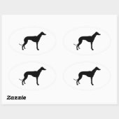 Sticker Ovale Silhouette de Greyhound (Feuille)