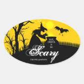 Sticker Ovale Silhouette de sorcière pieuse Halloween (Devant)