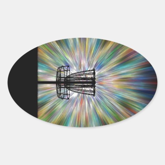 Sticker Ovale Silhouette du panier de golf de disque (Devant)