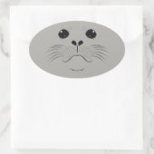 Sticker Ovale Silhouette du visage du phoque (Sac)