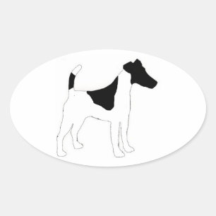 Sticker Ovale silhouette lisse fox terrier