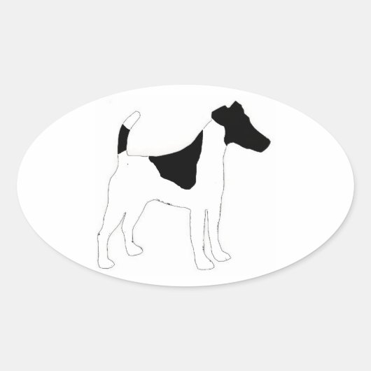 Sticker Ovale silhouette lisse fox terrier (Devant)