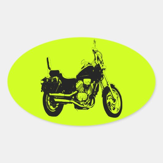 Sticker Ovale silhouette moto cool (Devant)