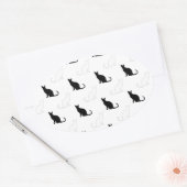 Sticker Ovale Silhouettes de chats noirs et blancs (Enveloppe)