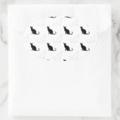 Sticker Ovale Silhouettes de chats noirs et blancs (Sac)
