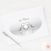 Sticker Ovale Silver Anniversary Dolphins et Heart (Enveloppe)
