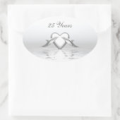 Sticker Ovale Silver Anniversary Dolphins et Heart (Sac)