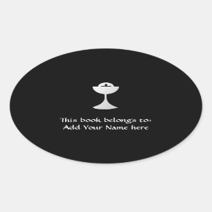 Sticker Ovale Silver Chalice et hôte