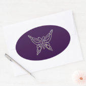 Sticker Ovale Silver Purple Celtic Butterfly Curling (Enveloppe)