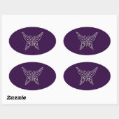 Sticker Ovale Silver Purple Celtic Butterfly Curling (Feuille)