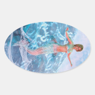 Sticker Ovale Sirène Fantastique