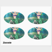Sticker Ovale Sirène magique (Feuille)