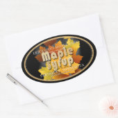 Sticker Ovale Sirop d'érable Feuille coloré entièrement modifiab (Enveloppe)