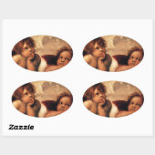 Sticker Ovale Sistine Madonna 2 Anges par Raphael (Feuille)