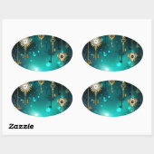 Sticker Ovale Skeleton Keys on Green Background (Feuille)
