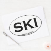 Sticker Ovale SKI - Ski de neige (Enveloppe)