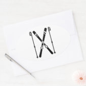 Sticker Ovale Ski traversé (Enveloppe)