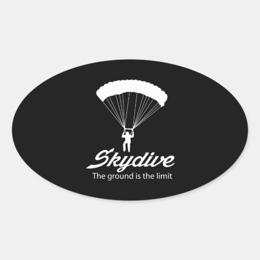 Sticker Ovale Skydive le sol est la limite (Devant)