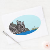 Sticker Ovale Skyline Hong Kong (Enveloppe)
