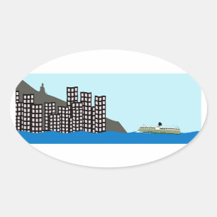 Sticker Ovale Skyline Hong Kong