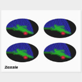 Sticker Ovale Slalom Water Skier Neon Spray (Feuille)