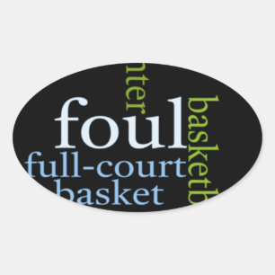 Sticker Ovale Slam Dunk de Mots: Jeu de Basket-ball des Champion