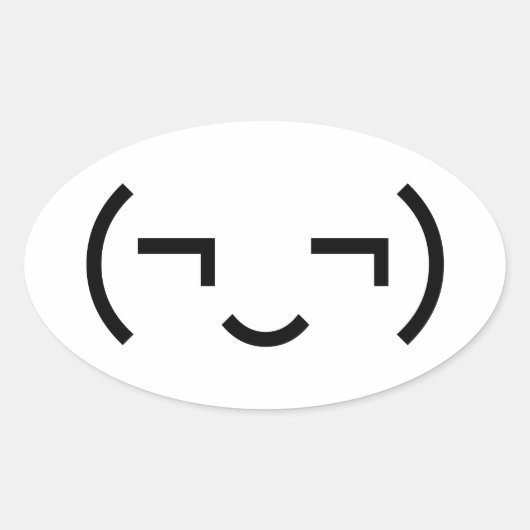 Sticker Ovale Smug Emoticon (‿MD) Kaomoji japonais (Devant)