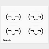Sticker Ovale Smug Emoticon (‿MD) Kaomoji japonais (Feuille)