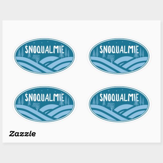 Sticker Ovale Snoqualmie Washington Outdoors (Feuille)