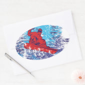 Sticker Ovale Snowboardeur cool (Enveloppe)