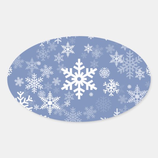 Sticker Ovale Snowflakes Personnaliser graphique Arrière - plan (Devant)