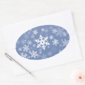 Sticker Ovale Snowflakes Personnaliser graphique Arrière - plan (Enveloppe)