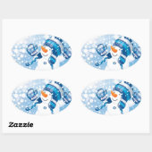 Sticker Ovale Snowman (Feuille)
