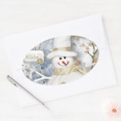 Sticker Ovale Snowman hiver froid (Enveloppe)