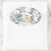 Sticker Ovale Snowman hiver froid (Sac)
