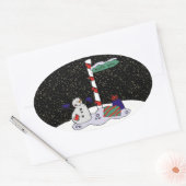 Sticker Ovale Snowman & Pôle Nord - (Enveloppe)