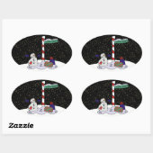 Sticker Ovale Snowman & Pôle Nord - (Feuille)