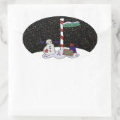 Sticker Ovale Snowman & Pôle Nord - (Sac)