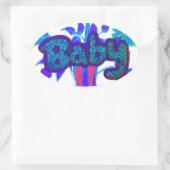 Sticker Ovale Soft Cyan Blue Flower Art : A Baby's Touch. (Sac)