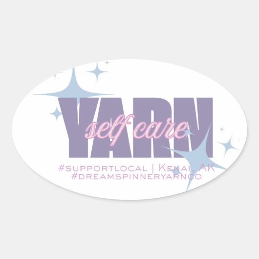 Sticker Ovale Soins personnels avec du fil (Devant)