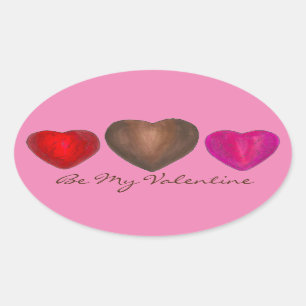 Sticker Ovale Sois Mon Coeur de bonbons Brown rose chocolat Vale
