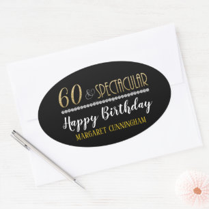 Sticker Ovale Soixante et Spectaculaire Diamants d'Argent Or Ann